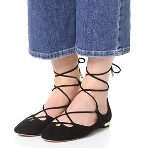 Aquazzura Dancer Black suede flats 37.5